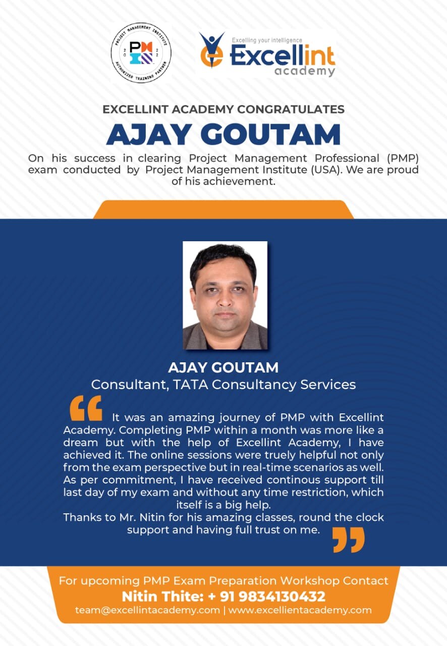 Approved PMP testimonial from Ajay Goutam